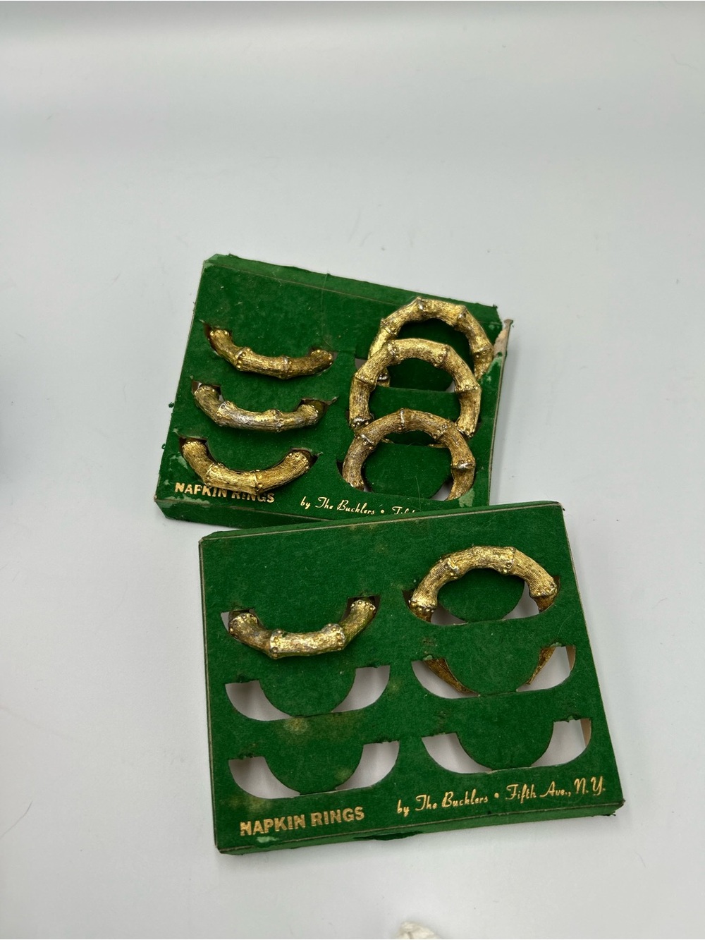 Vintage 24k Gold Plated Napkin Rings Set  Bamboo Style Qty 8